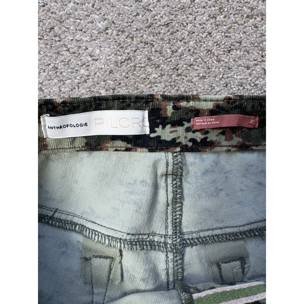 ANTHROPOLOGIE PILCRO High-Rise Skinny Pants Women's 27 Camo Button Fly Corduroy - Picture 3 of 8